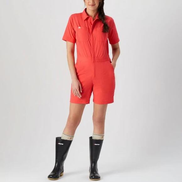 Duluth Trading Co. Pants - Duluth Womens Heirloom Gardening 7" Short Coveralls Stretch Carnation Red Size S
